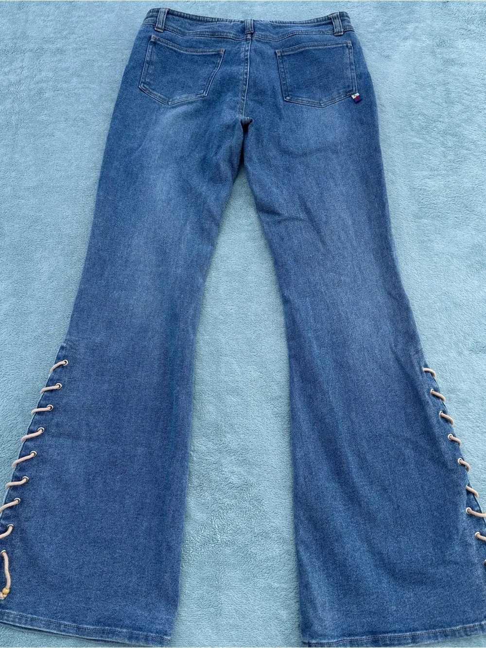 French Laundry Blue Lace-Up Stretch Flare Jeans size 9